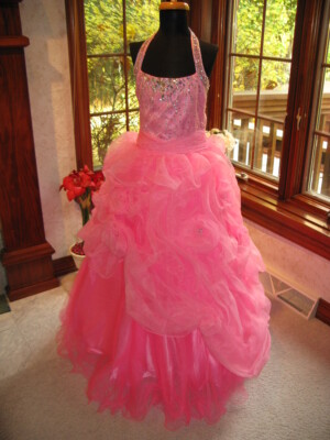 Perfect Angels 1406 Hot Pink Little Girls Pageant Party Gown Dress sz 6