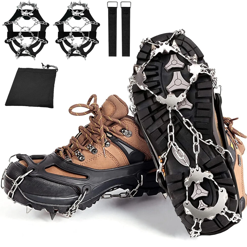 19 Teeth Ice Snow Anti Slip Grippers For Boots Shoes Grips Spikes Crampons UK