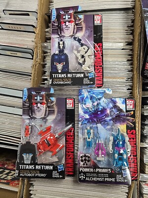 TRANSFORMERS GENERATIONS LOT  PTERO + OVERBOARD + ALCHEMIST PRIME TITANS RETURN 