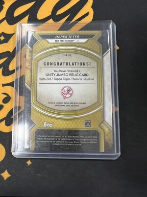 2017 Topps Triple Threads Derek Jeter Unity Jumbo Relic 29 2017 Topps Triple Threads Derek Jeter Unity Jumbo Relic 29