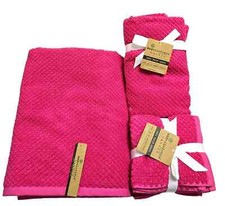 ECOEXISTENCE HOT PINK BAMBOO ZERO TWIST LOOP BATH,2 HAND TOWEL OR 4 WASHCLOTHS
