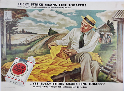 Tobacco Expert Lucky Strike Grading Crop Vintage 1943 Magazine Ad Art Print 