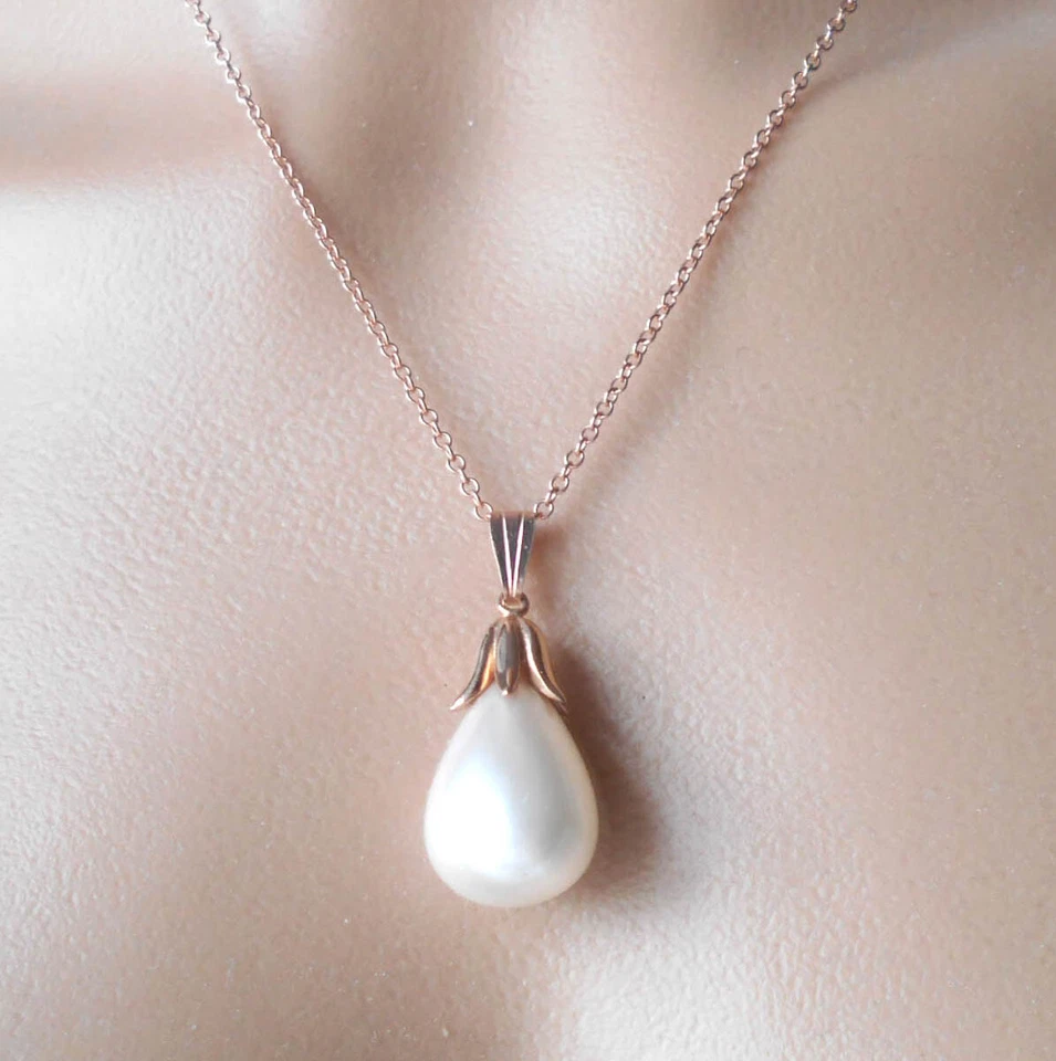 Muschelperlen Anhänger rosévergoldet wahlweise mit Ankerkette 40/42 m.i. G. STG2