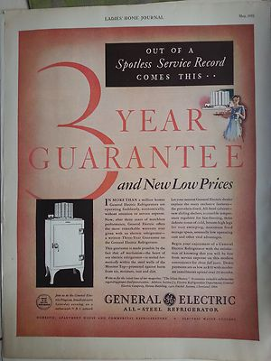 #ad 1931 GE General Electric Refrigerator Spotless Service Record Low Price Print A $5.99