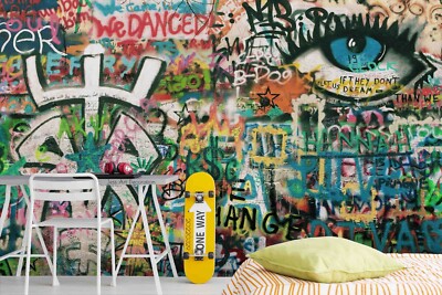 3D Eye Symbol Text Graffiti Wallpaper Wall Murals Removable Wallpaper