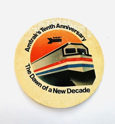 Amtrak Tenth Anniversary ''The Dawn of a New Decade'' 2 1/2'' Sticker c1981 VGC