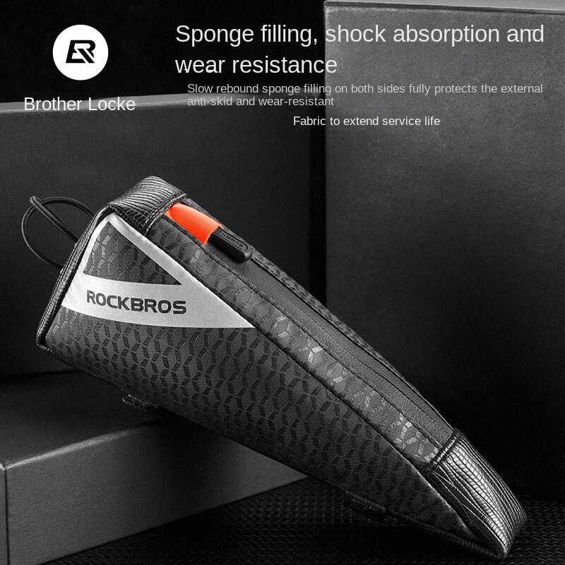 ROCKBROS Small Triangle Frame Bag For Bikes - Black, 0.5L Capacity, Water-Resistant Top Tube Bag For Triathlon/Cycling