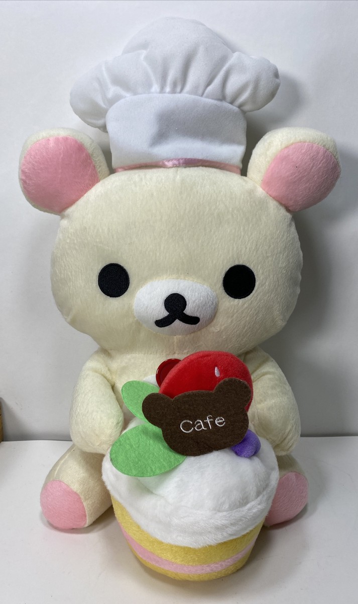 Rilakkuma Cafe Plush Toy Stuffed Animal San-X Chef Hat And Cupcake