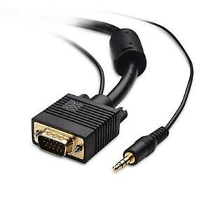 with 3.5mm Stereo Audio Monitor Cable 10ft VGA SVGA Monitor Cable with Audio 10 Feet 3 Meters 3M HD15 Male to Male 