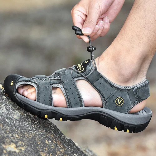 Sandalias de senderismo aventurero para hombre punta cerrada al aire libre playa deporte pesca zapatos - Imagen 3 de 69