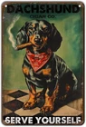 Dachshund Dog Vintage Tin Metal Iron Sign Serve Yourself Poster Wall Art Decorat