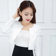 Ladies Bolero Shrug Jacket Cardigan Open Suit Cropped Blazer Bow Shawl Summer