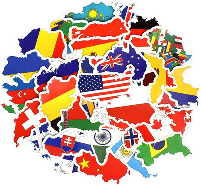 Vinyl National Flag Country Map Stickers World Flag Stickers Pack 50 Pcs Country