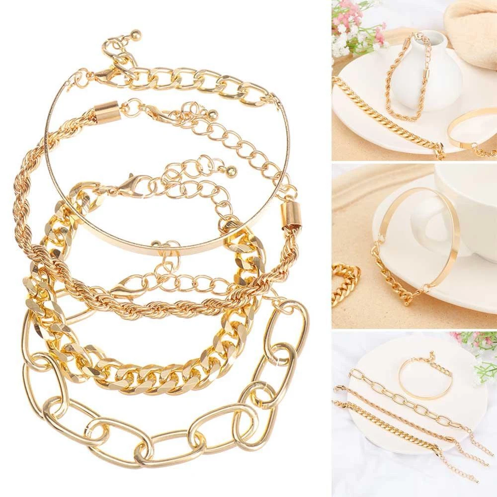Cable Adjustable Metal Twisted Rope Hip Hop Chunky Boho Bangles