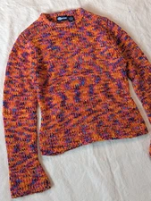 Rue Twenty One Options Vintage 90s Colorful Cropped Bell Sleeve Knit Sweater LG