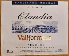etiquetas vinos ESPAÑA CLAUDIA VALLFORMOSA 2001 Penedes  wine labels