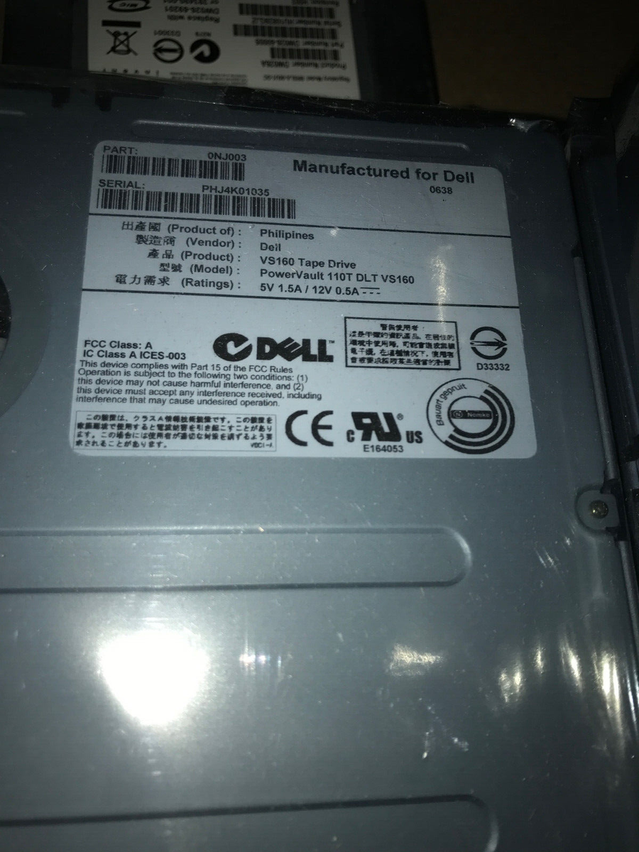 Dell PowerVault 110T DLT VS160 CH099 G9810 Internal TAPE Dell PowerVault 110T DLT VS160 CH099 G9810 Internal TAPE