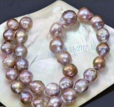 Huge 14-16mm Natural South Sea Pink Purple Baroque Kasumi Pearl Necklace 18''
