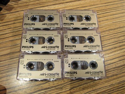 6 x Philips Leer Cassetten für Diktiergerät Mini Cassette + Box (104) > gelöscht
