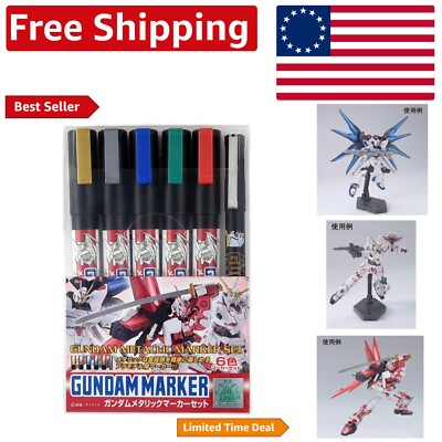Professionally Crafted AMS 121 Metallic Marker Set for Gundam Models - 6 Pieces