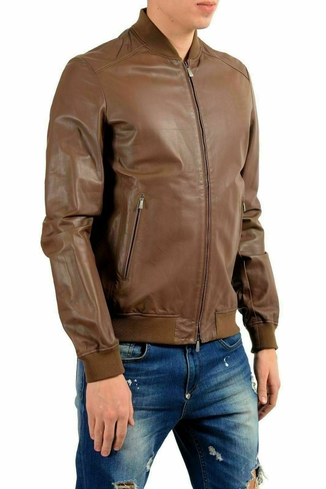 Мужская базовая куртка Malo из 100 кожи коричневого цвета на молнии US M IT 50 190790₽