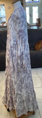 NEW FREE PEOPLE SZ L GRAY & WHITE TIE DYE SLIP BOHO MAXI DRESS SZ L RETAIL $168 - Picture 5 of 8