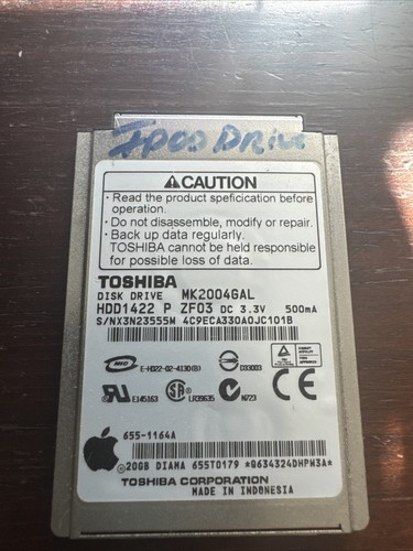 20 GB IDE Toshiba MK2004GAL P-ATA 4200rpm 2MB Hard Drive 1.8" Internal
