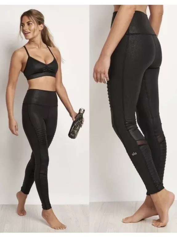 Nwt ALO Yoga Moto Leggings Black Medium glossy