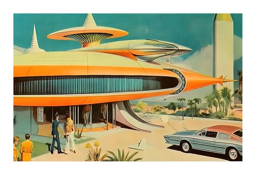 1960s Atomic Architecture Palm Springs Home Art Print pm9 | eBay