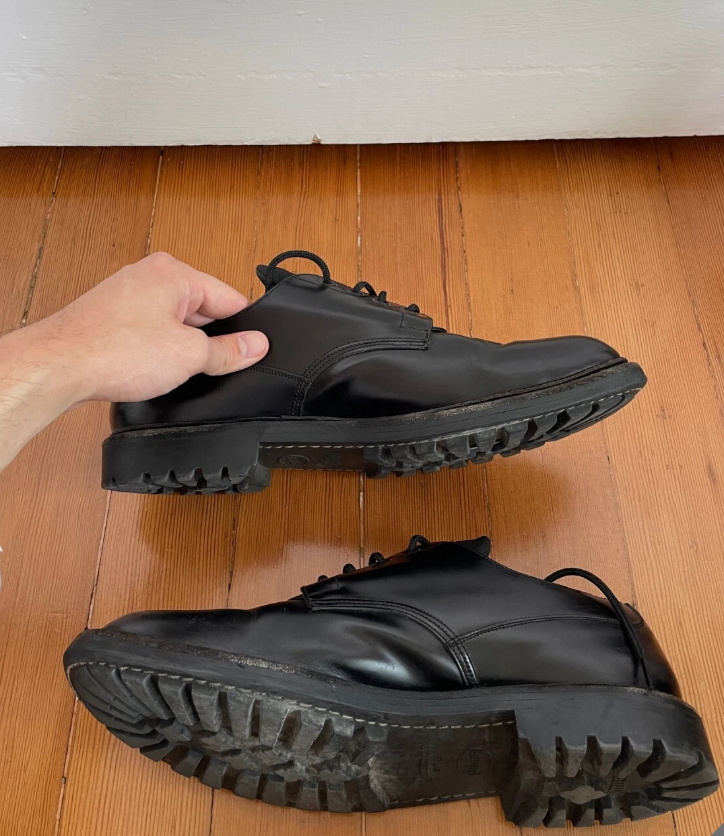 SAOLA Scarpe Prada Derby Commando Suola M 12 Lug Suola Nero Grosso Made in England