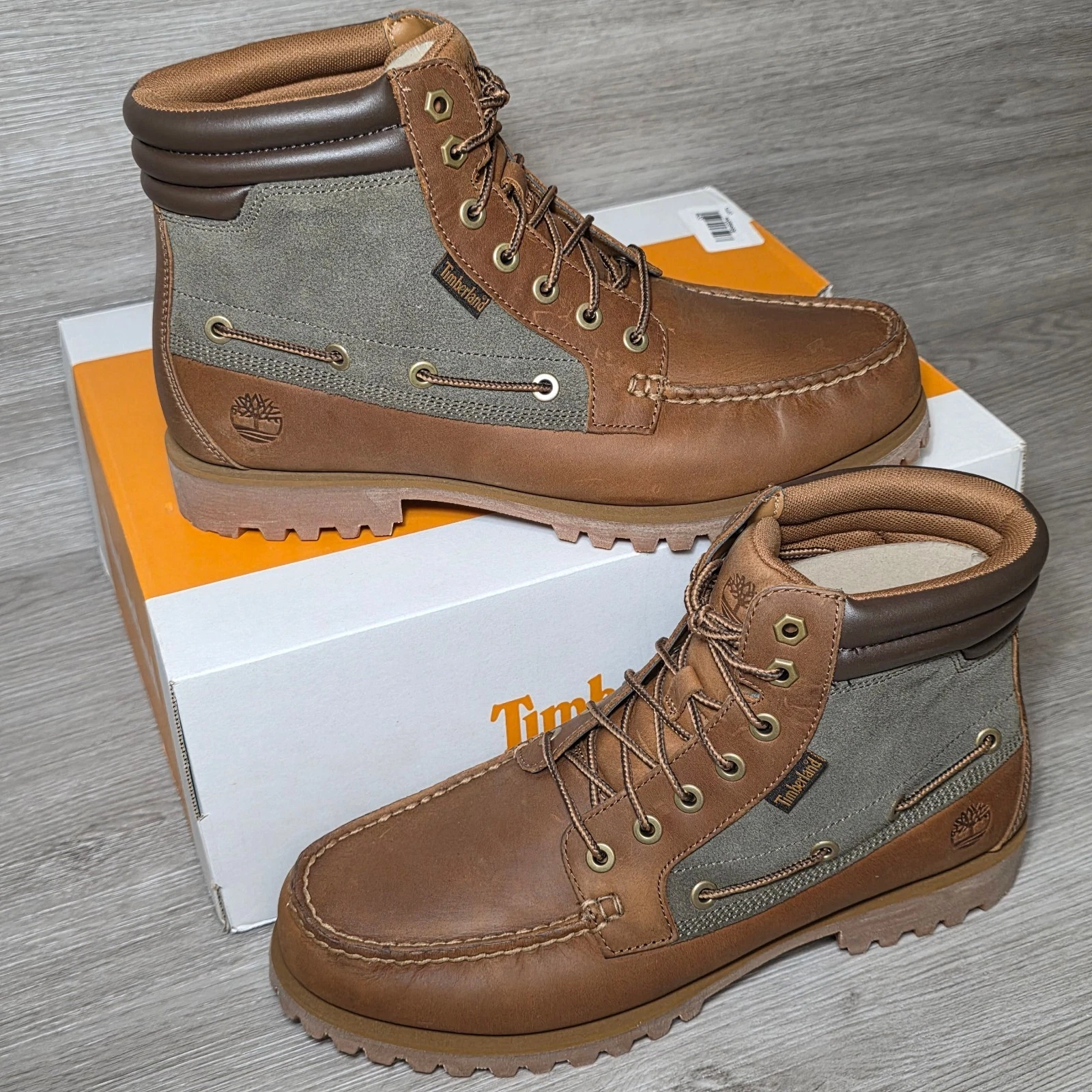 Timberland Men's AE Oakwell Nubuck Leather Mid Moc Toe Boots Size 12 Brown Green