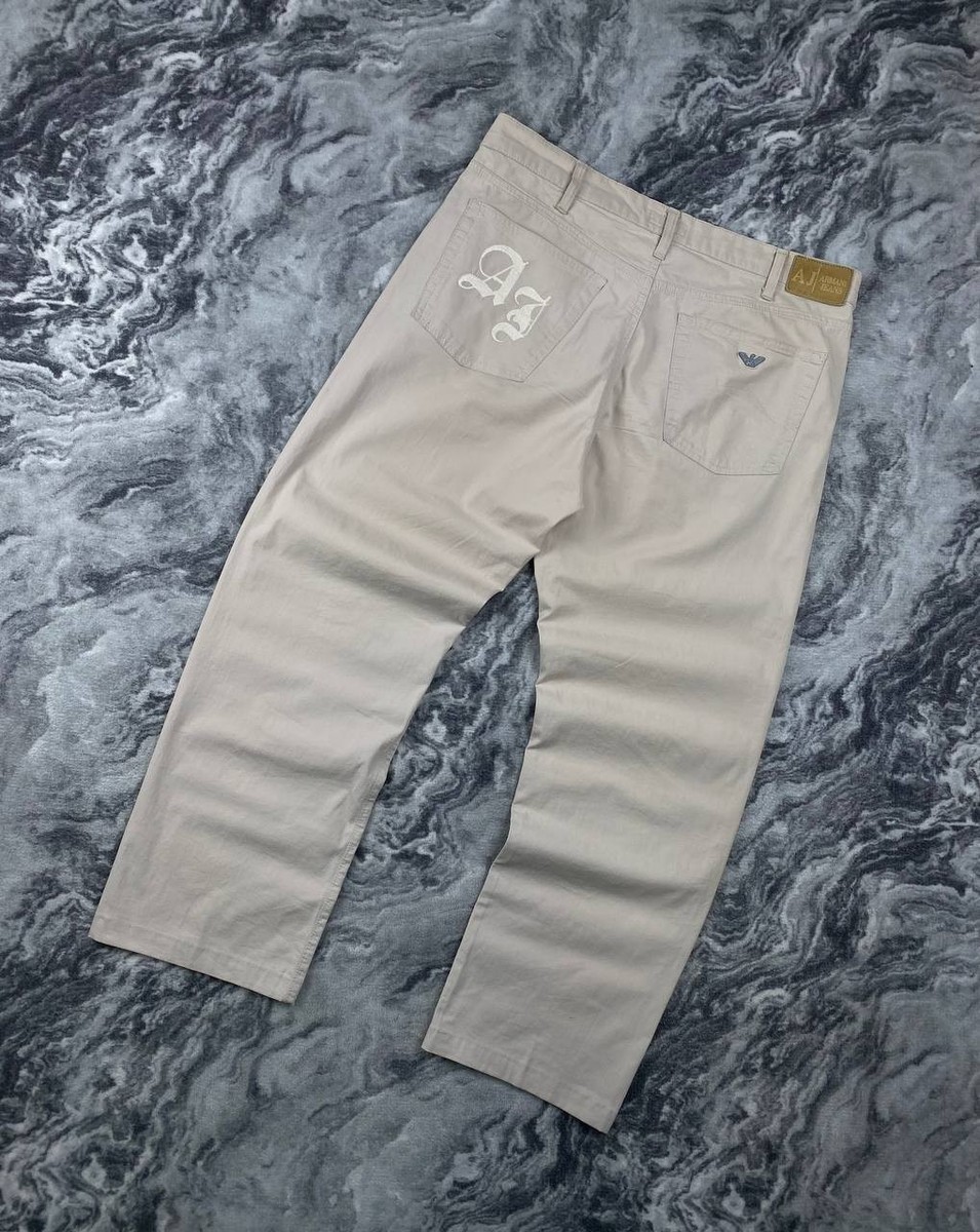 Armani Jeans Comfort Fit Jeans Big Logo Men Size 38 Beige | eBay