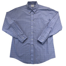 Brooks Brothers Button Down Dress Shirt Men's 16.5-35 L Regent Blue Supima EUC