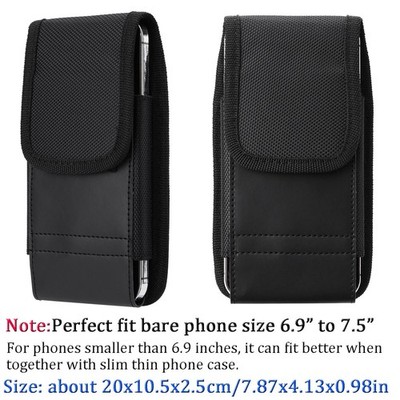 BLACK RUGGED Large Cell Phone Belt Holder Holster Case with Clip Carrying Pouch