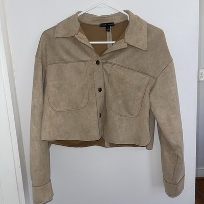 Moa Moa Cropped Cream Beige-Front Jacket Womens Size S