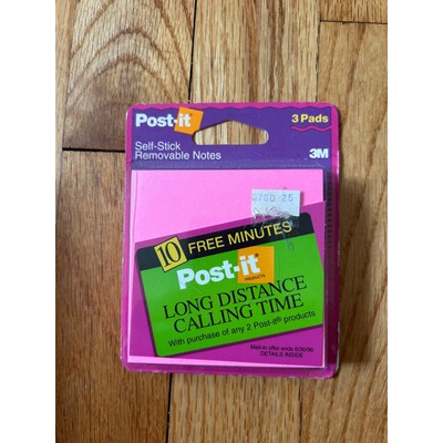 1994 in package Post-it Pink Self-Stick Removable Notes 3 Pads Vtg Made in USA