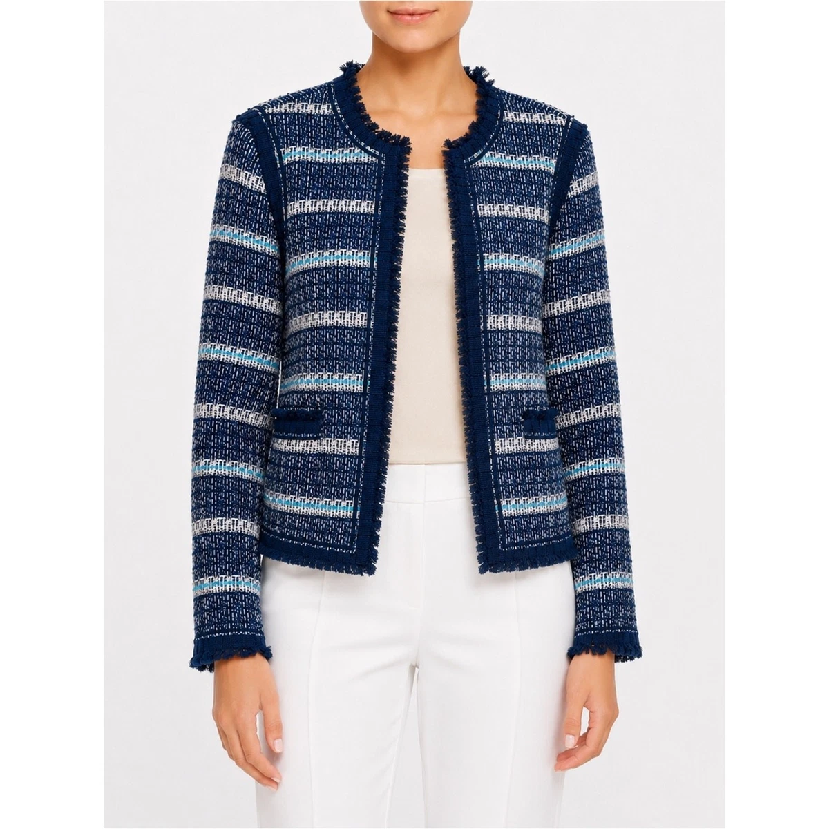 TORY BURCH トリーバーチ ツイードジャケット ネイビー4 Tory Burch Blazers for Women for sale | eBay