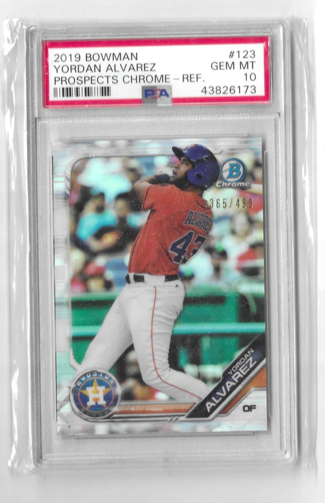 2019 BOWMAN CHROME YORDAN ALVAREZ RC ROOKIE REFRACTOR /499 PSA 10 GEM MINT RARE