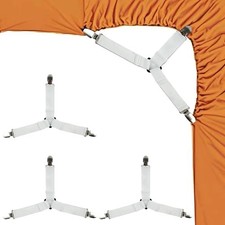 4PCS Bed Sheet Straps with Metal Clips, Adjustable Elastic Fitted Sheet