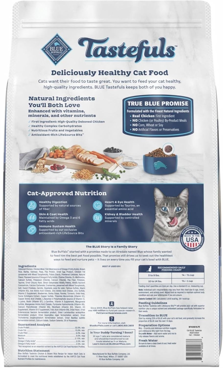Blue Buffalo Tastefuls Natural Dry Food for Adult Indoor Cats 15-lb