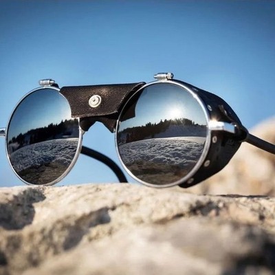 Julbo Vermont Classic Glacier Sunglasses Silver Black Leather Spectron France