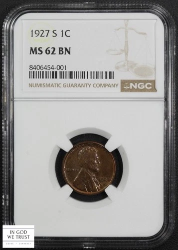 1927 S Lincoln Wheat Copper Cent 1C NGC MS 62 BN