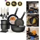 21 Pcs Pots and Pans Set Non Stick Ceramic Cookware with Removable Handles