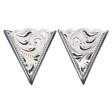 NEW Western Collar Tips - Engraved - Silver Plated - Screw On