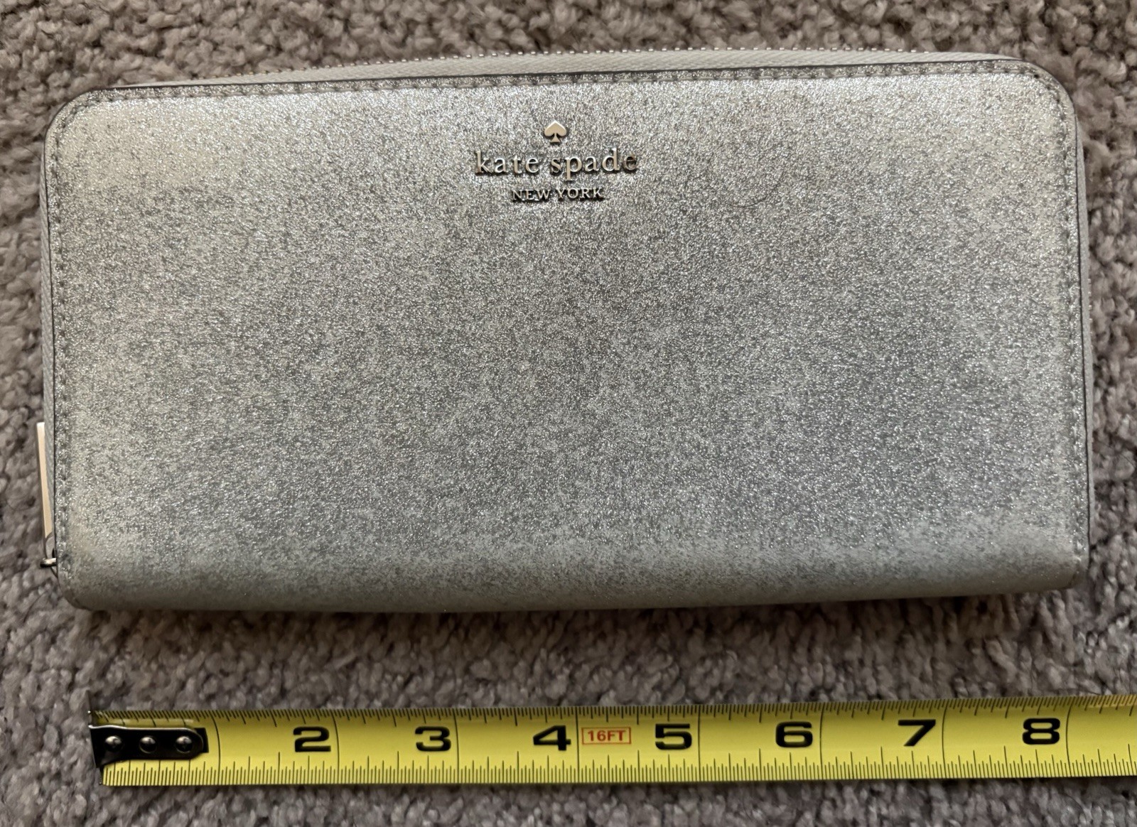 KATE SPADE Silver Glitter Rectangular Zip Around … - image 3