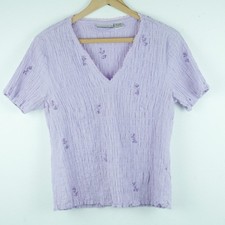 Vintage Large Top Pastel Purple Embroidered Smocked Cottagecore Dainty Feminine