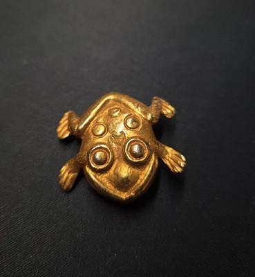 Alva Museum Replicas Vtg Matte Gold Tone Pre Columbian Frog Toad Brooch Pin