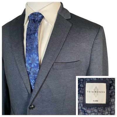 7 Diamonds Henderson Blazer Men XL Textured Stretch Ticket Pocket Half Lined