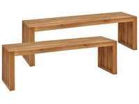 Gartenbank Ohne Lehne 2Er Set Akazienholz Hellbraun 150 Cm U-Form Modern Sulzano