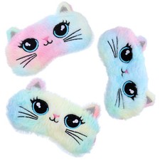 Sleep Mask for Kids, 3 PCS Cute Cat Plush Eye Cover for Girls, Soft and Comfo...